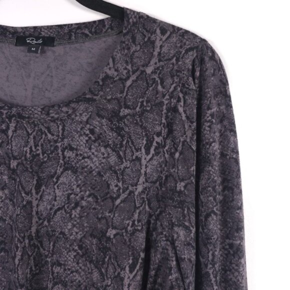 Rails EMILIA CHARCOAL SNAKESKIN Puff Sleeve Top Pullover Long Sleeve Gray MEDIUM - Picture 5 of 13